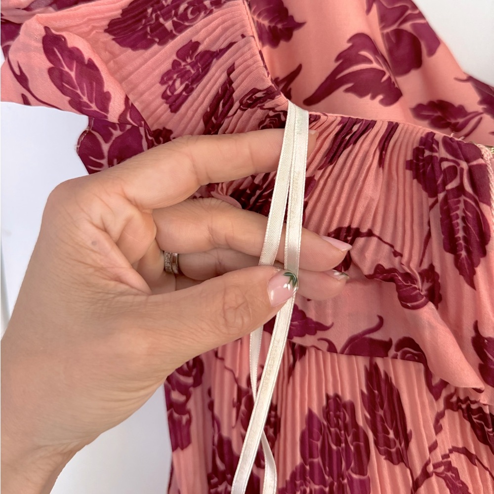 Zimmermann Lovestruck Pleated Ruffle Floral Plisse Mini Dress Pink - Picture 8 of 11
